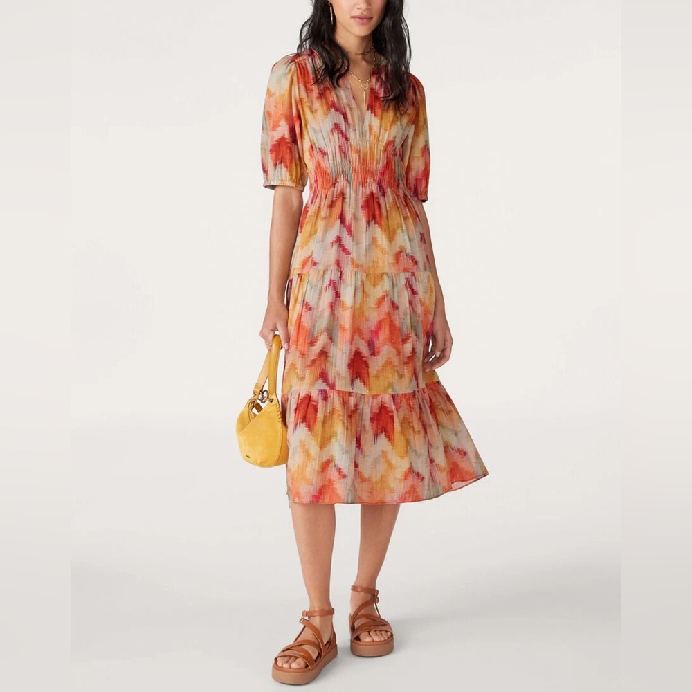 ba&sh Annissa V-Neck Short Sleeved Midi Dress | S